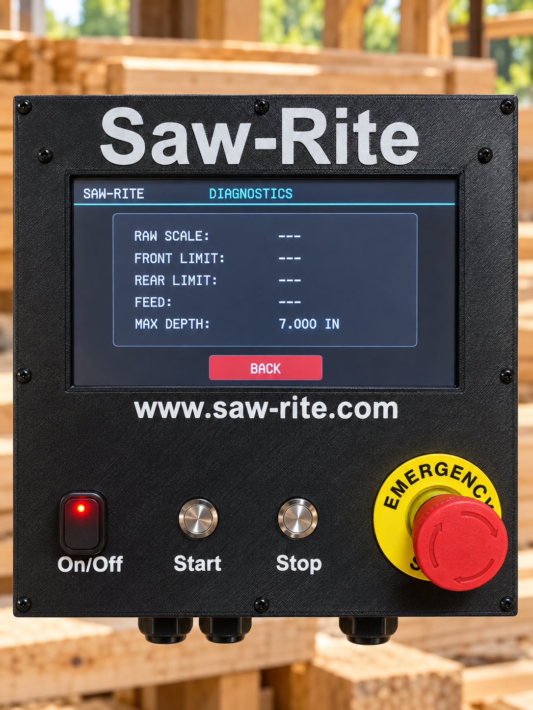 Saw-Rite Diagnostics screen