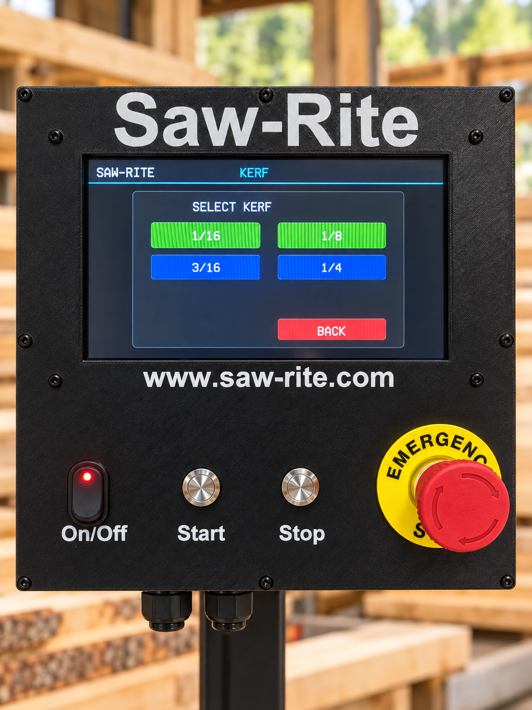 Saw-Rite kerf selection screen