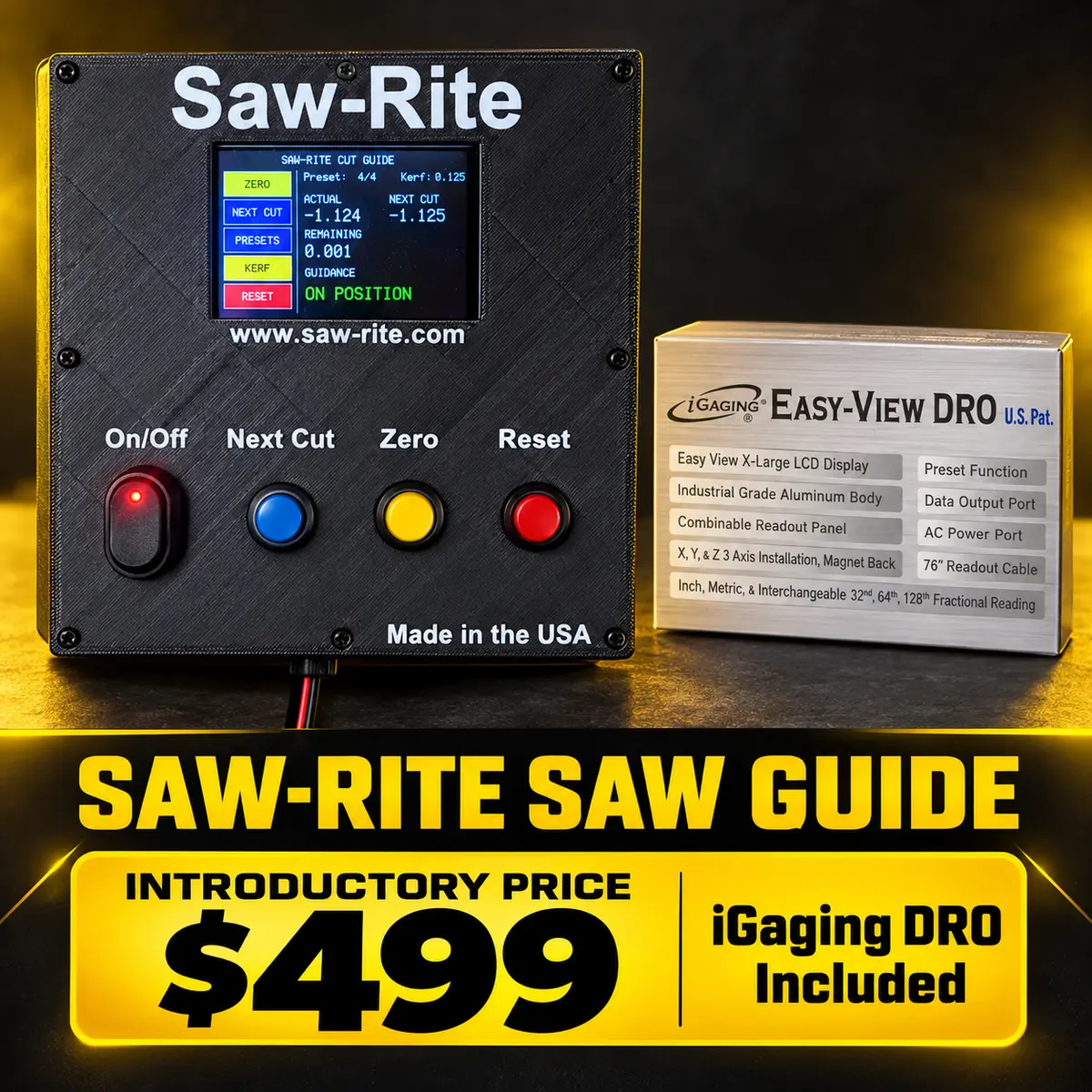 Saw-Rite Saw Guide controller with iGaging DRO